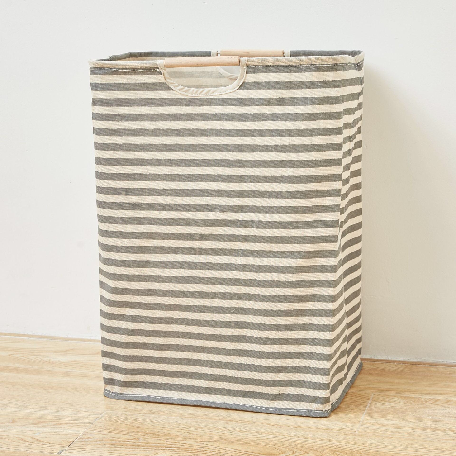 Kosz na pranie z podwójnym uchwytem, samodzielny kosz na brudną bieliznę, kosz do przechowywania 56*40*27cm, czarno-białe poziome paski