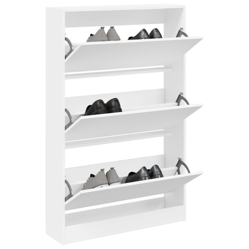 vidaXL Szafka na buty, biała, 80x21x125,5 cm, materiał drewnopochodny