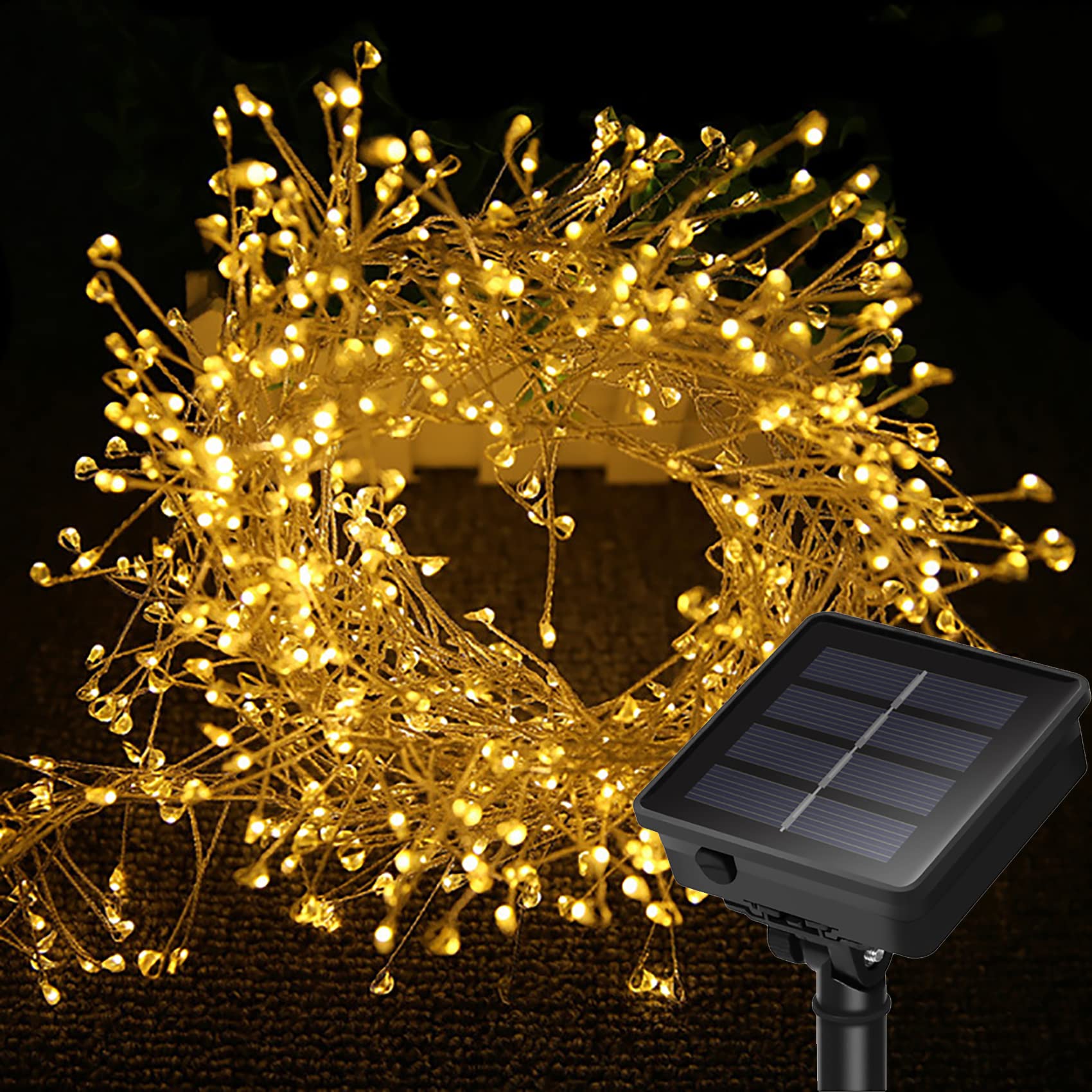 6 m 200 LED solar string light, super petarda, solarne oświetlenie zewnętrzne balkonów, 8 trybów świecenia (ciepła biel)