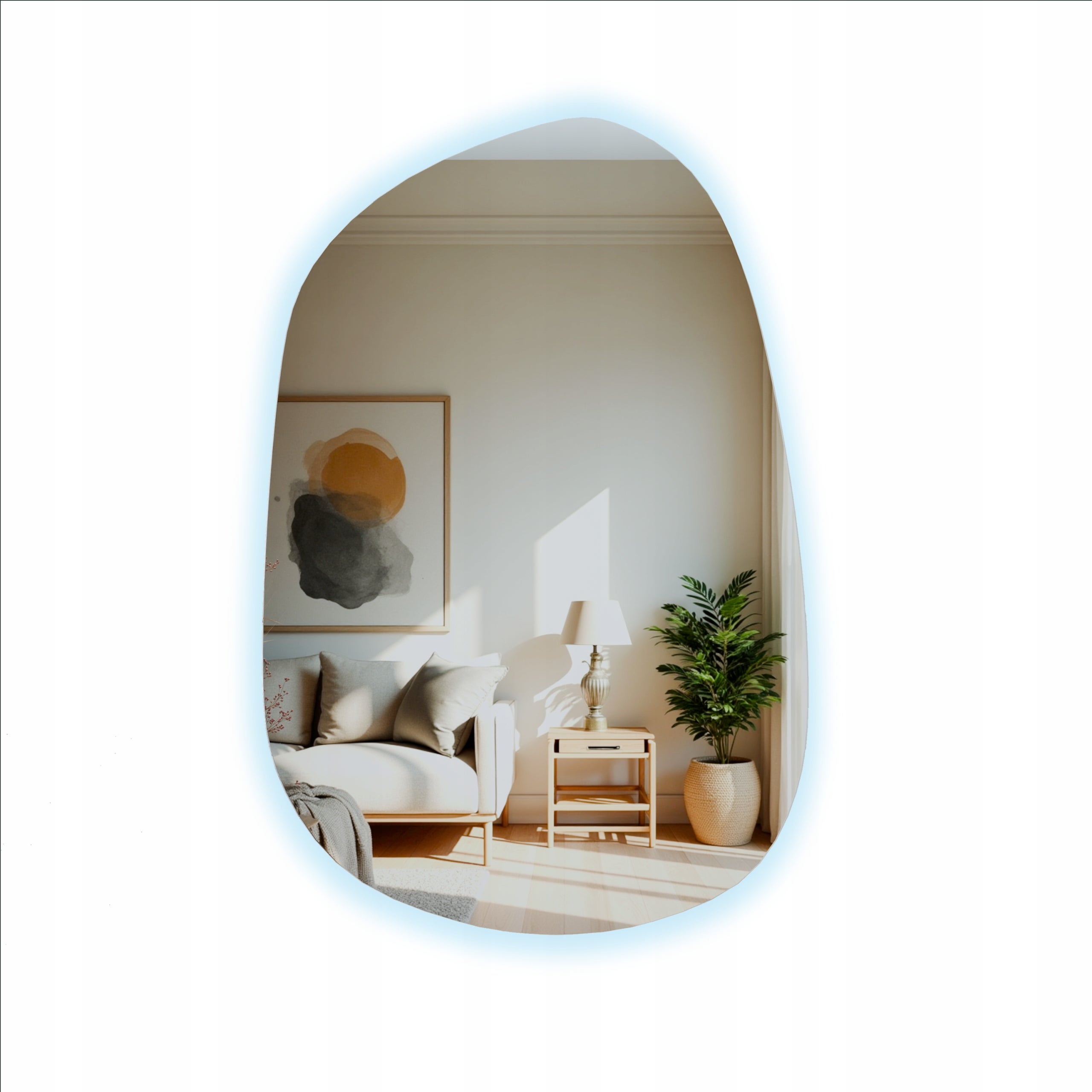 Lustro LED podświetlane o nieregularnym kształcie łazienkowe 70 x 105 cm Orion LUSTRZANY ŚWIAT