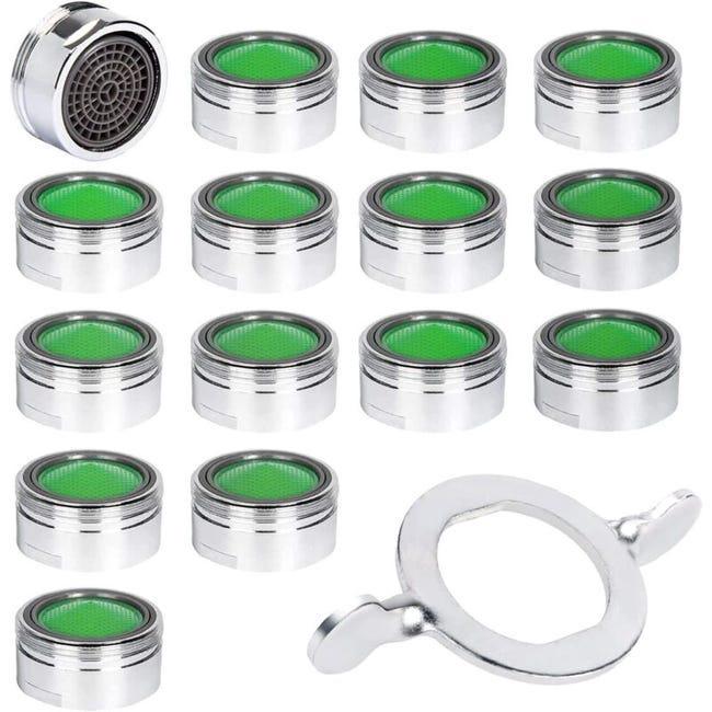 15-częściowy perlator do kranu, perlator ze stali nierdzewnej M24 z filtrem ABS, dysza perlatora Water Saver + 15 uszczelek i 1 klucz srebrny
