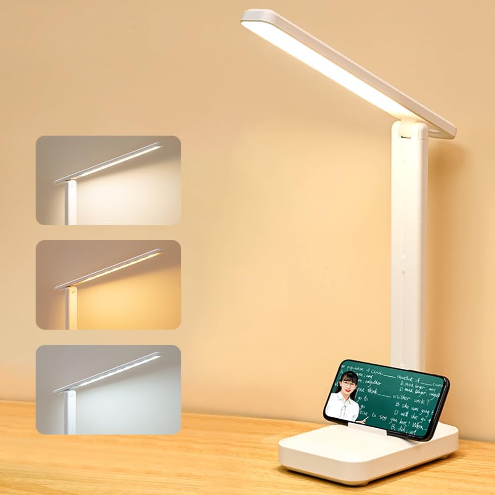 Lampka biurkowa LED, sterowanie dotykowe, ochrona oczu, możliwość ściemniania, 3 tryby kolorów, 3 poziomy jasności, USB