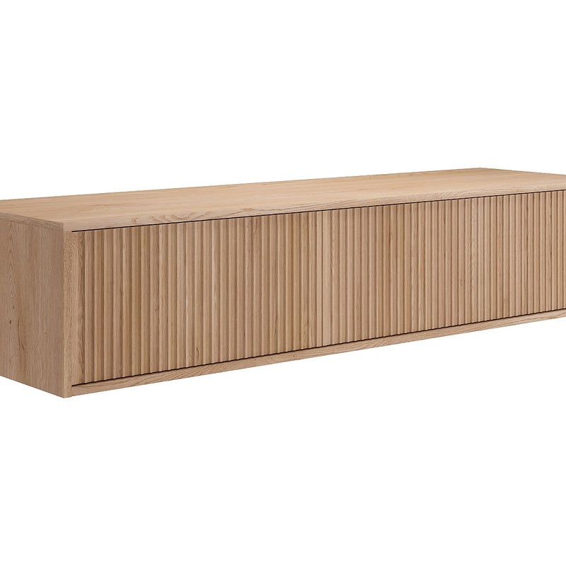 Podwieszana szafka pod umywalkę prążkowana - Jasne naturalne - 150 cm - ARNEGA
