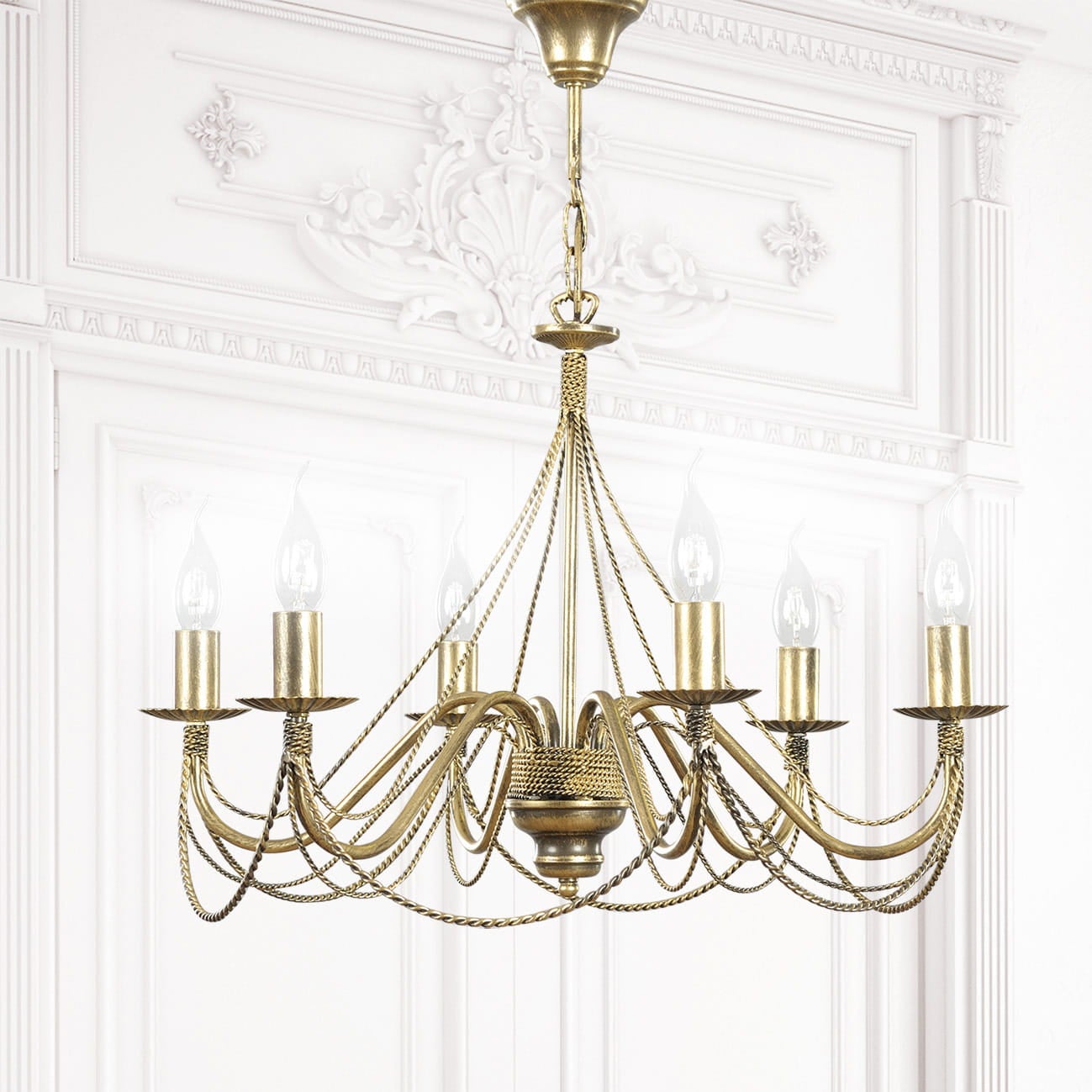 Żyrandol Emibig 6xE14 40W TORI 6 GOLD 170/6