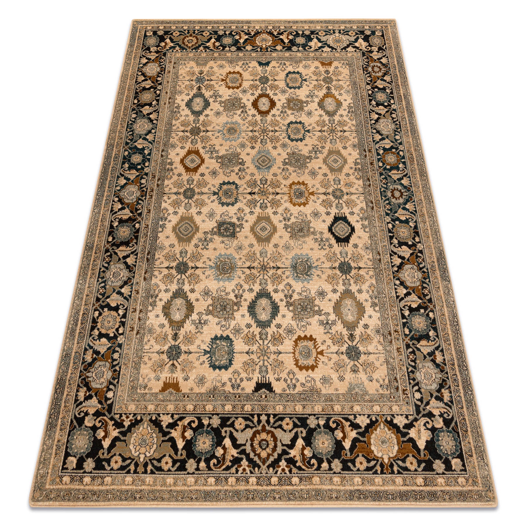 Dywan wełniany OMEGA PARILLO ramka jadeit brązowy 235x350 cm