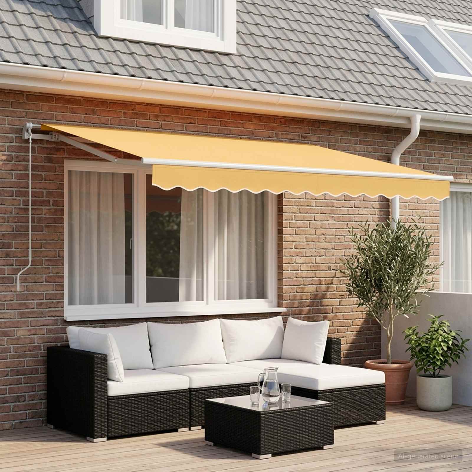 Markiza wysuwana piaskowy 600 cm Poliester i aluminium vidaXL