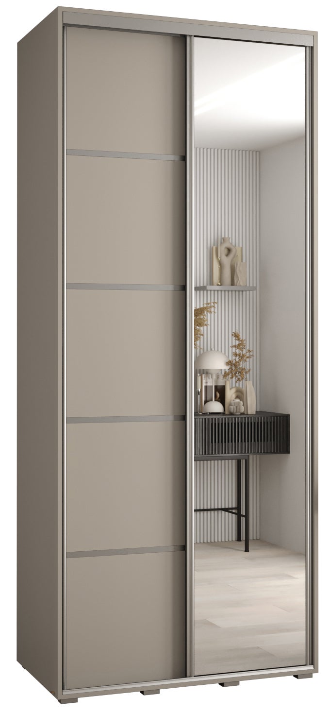 Szafa przesuwna z lustrem wysoka Dakota 5 120 x 45 x 235,2 cm kaszmir + u. Srebrny - Abiks Meble