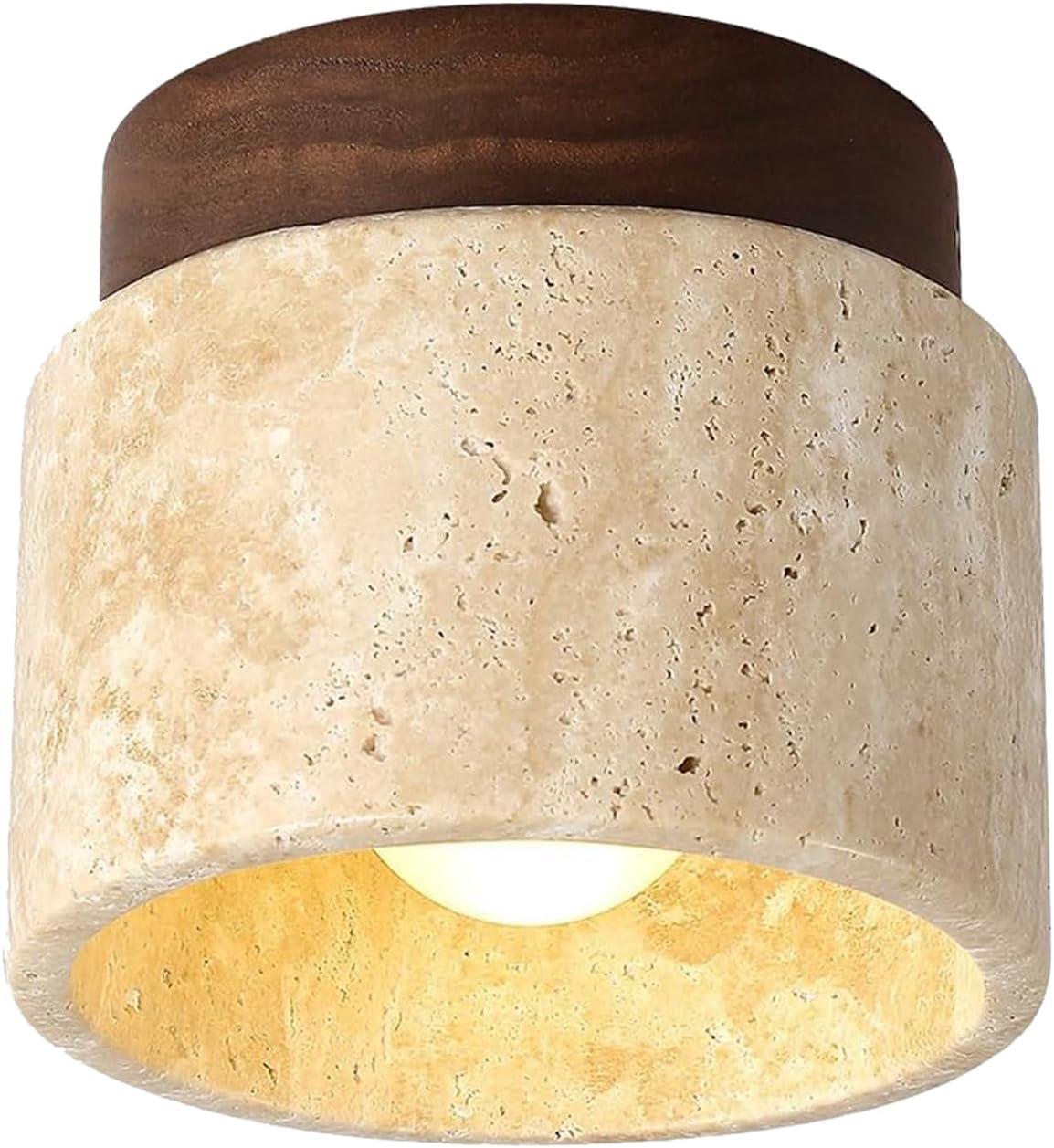 Naturalna żółta lampa sufitowa z trawertynu, żyrandol w stylu nordyckim, kreatywny abażur, lampa sufitowa w stylu vintage, oświetlenie sufitowe do syp
