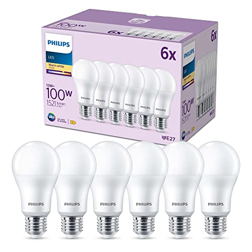 Żarówka LED E27 A65 13 W = 100 W 1521 lm 2700K Ciepła biel 150st EC Multipack Philips 6 szt.