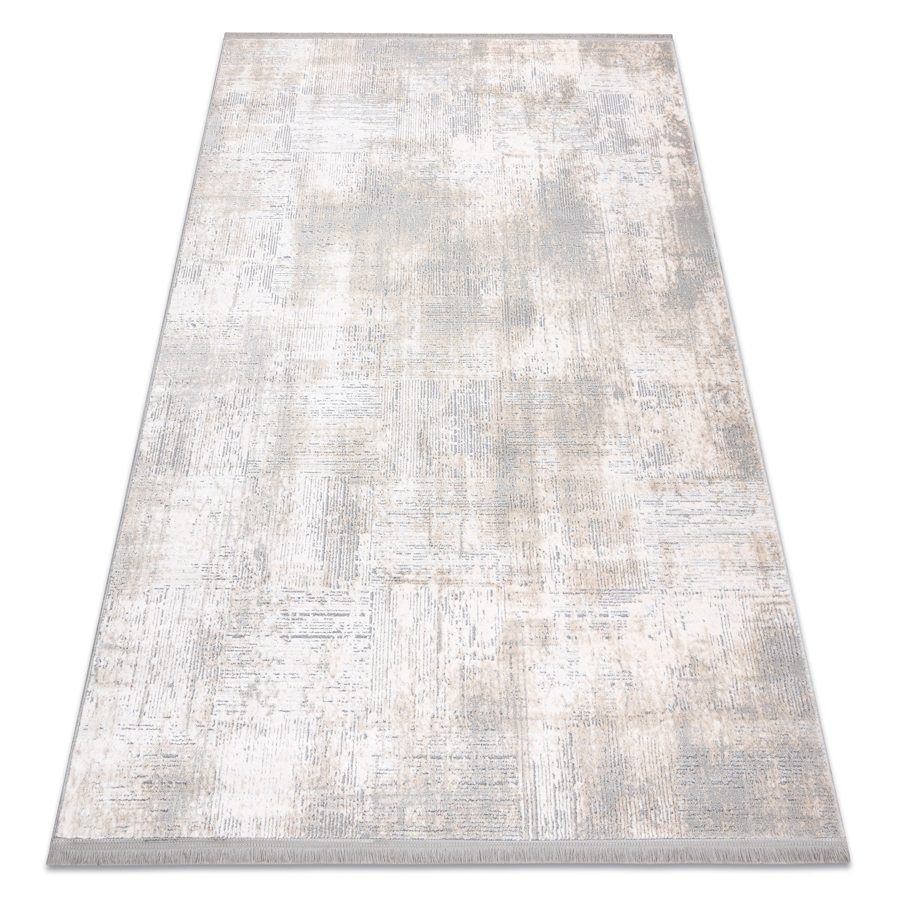 Dywan TULS nowoczesny, strukturalny, frędzle 51231 Vintage, przecierany kość słoniowa / szary 140x190 cm