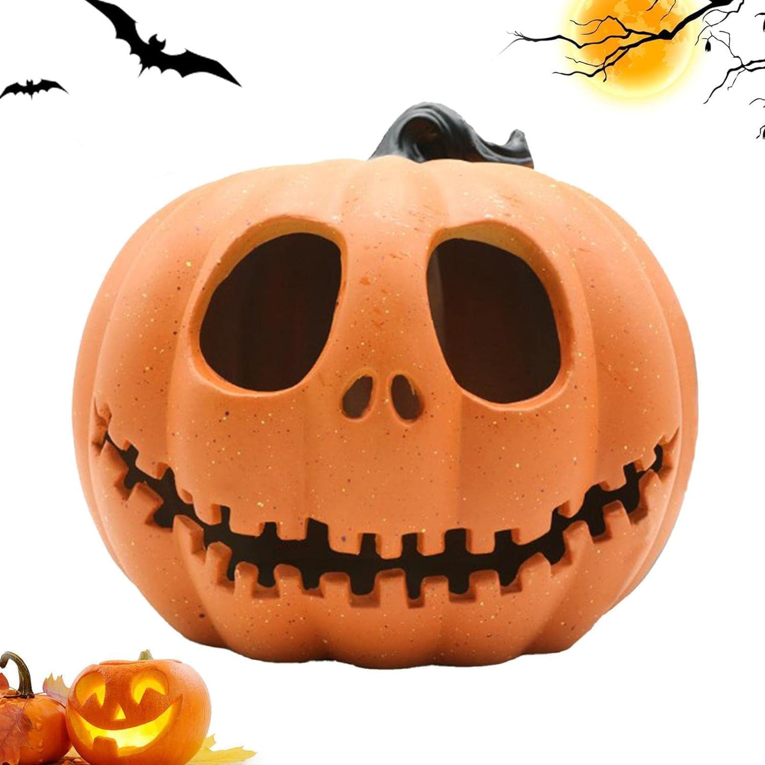 Dekoracyjna dynia na Halloween - pusta latarnia LED - świecący świecznik - do dekoracji zewnętrznej - w stylu vintage