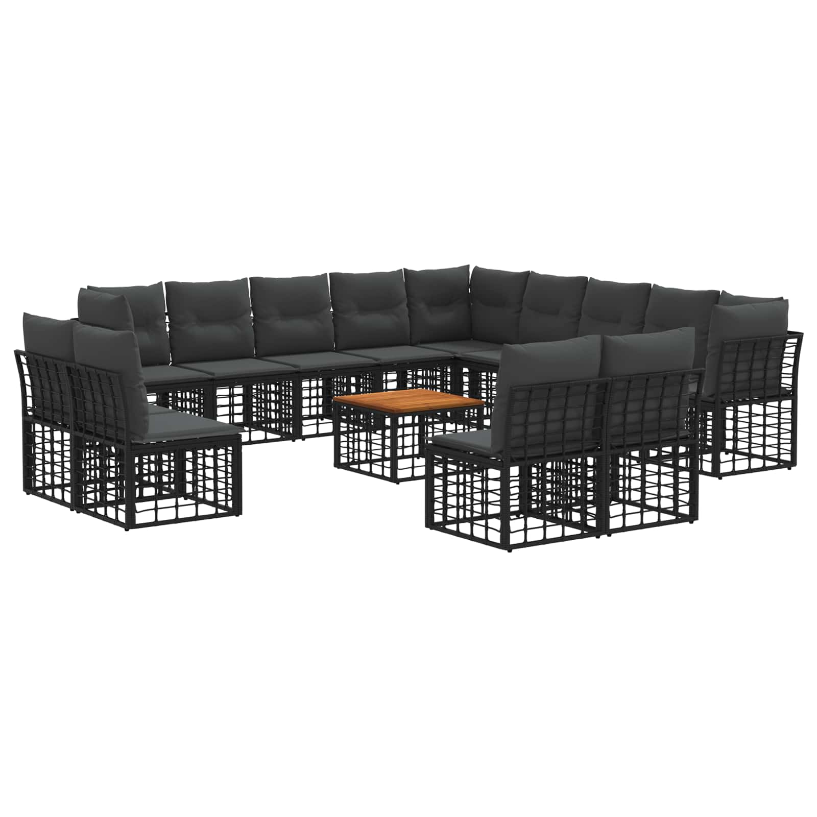 Zestaw sof na zewnątrz 14 pcs Czarny i Ciemnoszary Poliester vidaXL