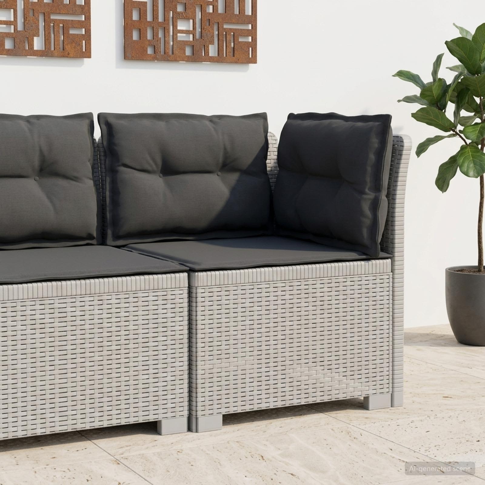Sofa Ogrodowa 1-osobowa z Poduszkami w Wyglądzie Rattanowym PP vidaXL