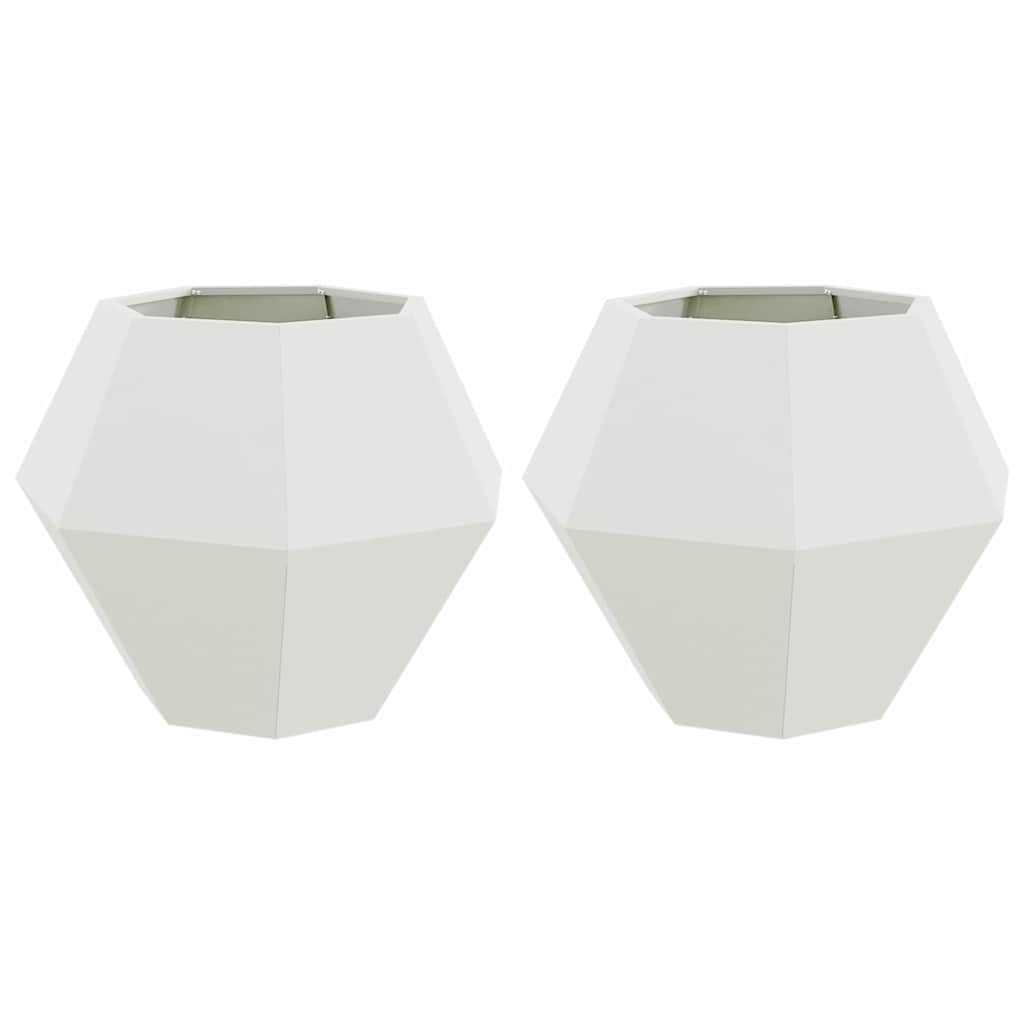 Donica 2 szt. Biały 75 x 75 x 60 cm Stal