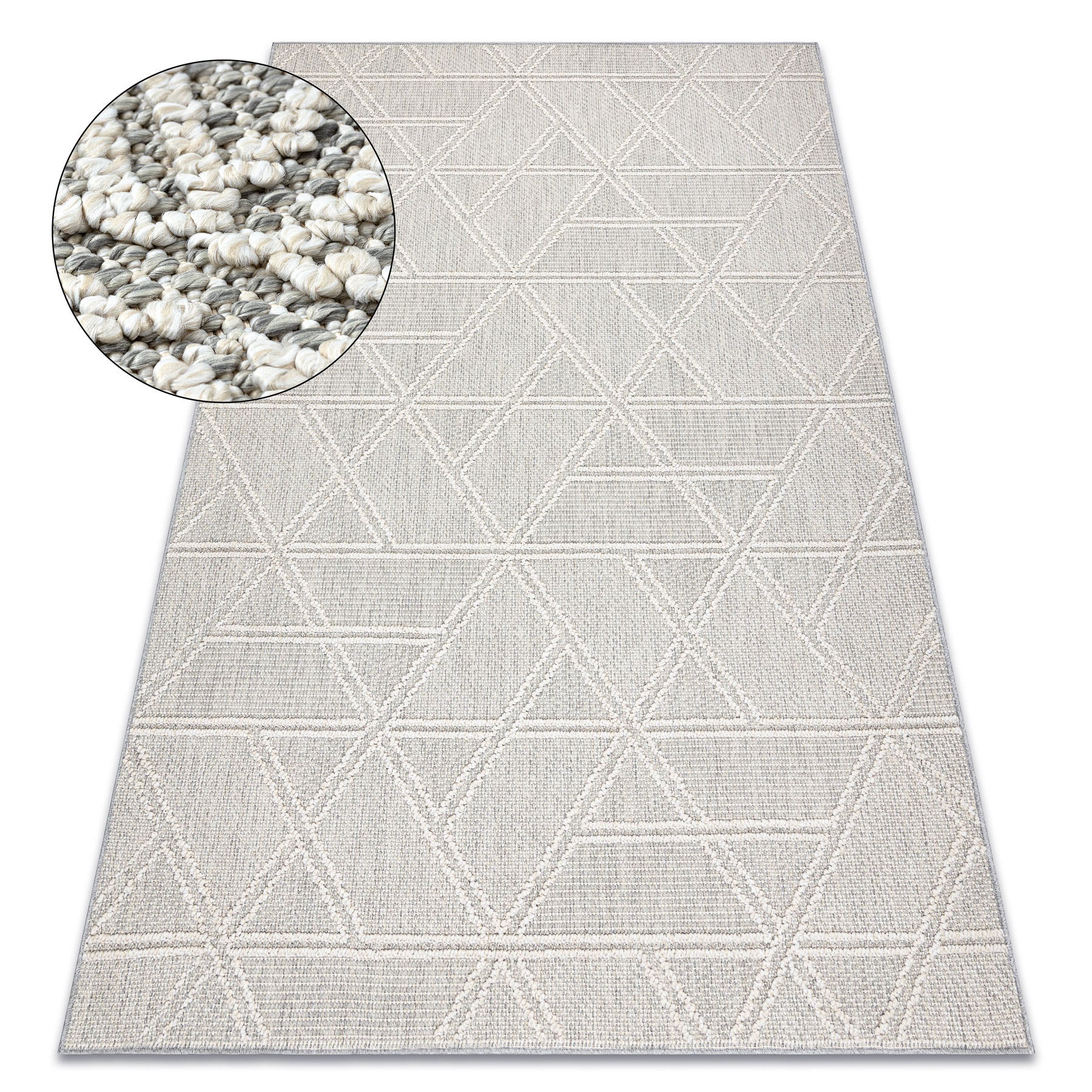 Dywan JERSEY 19241 szary - Romby, geometryczny pętelkowy, strukturalny BOHO 160x220 cm