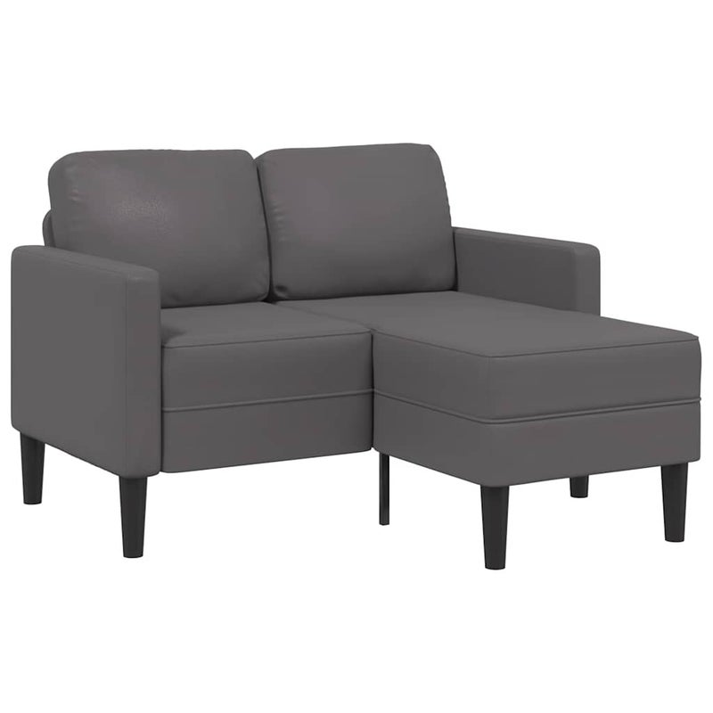 Sofa 2-osobowa z szezlongiem w kształcie litery L Szara 125 cm