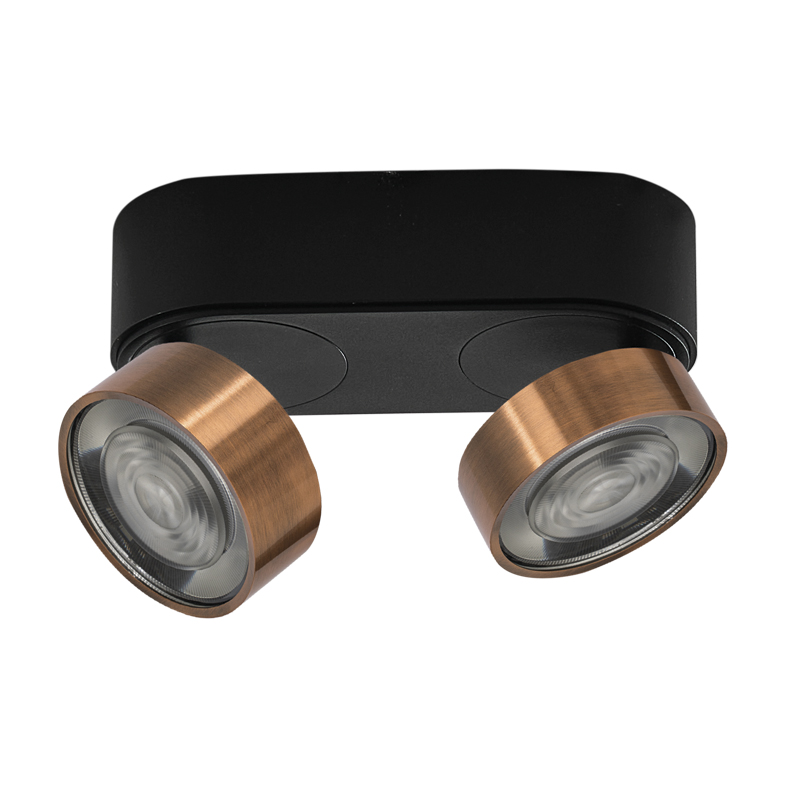 Lampa ścienna/sufitowa LED serii HOLE 13W 3000K CRI90, czarno-miedziana – oświetlenie wnętrz o wysokiej wydajności – Rossini Illuminazione