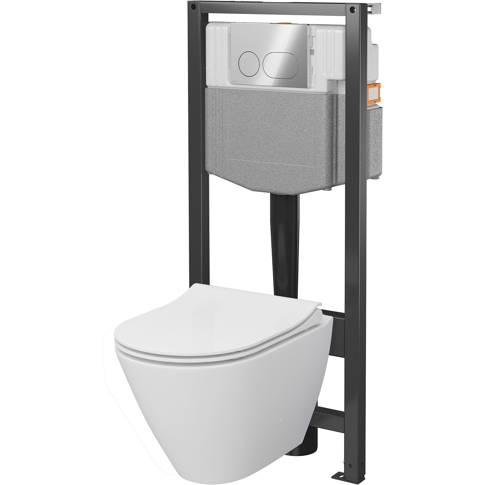 CERSANIT Zestaw podtynkowy&nbsp;SYSTEM 50 mech, miska CITY OV, deska, przycisk chrom S4003-022