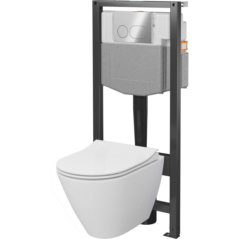 CERSANIT Zestaw podtynkowy SYSTEM 50 mech, miska CITY OV, deska, przycisk chrom S4003-022