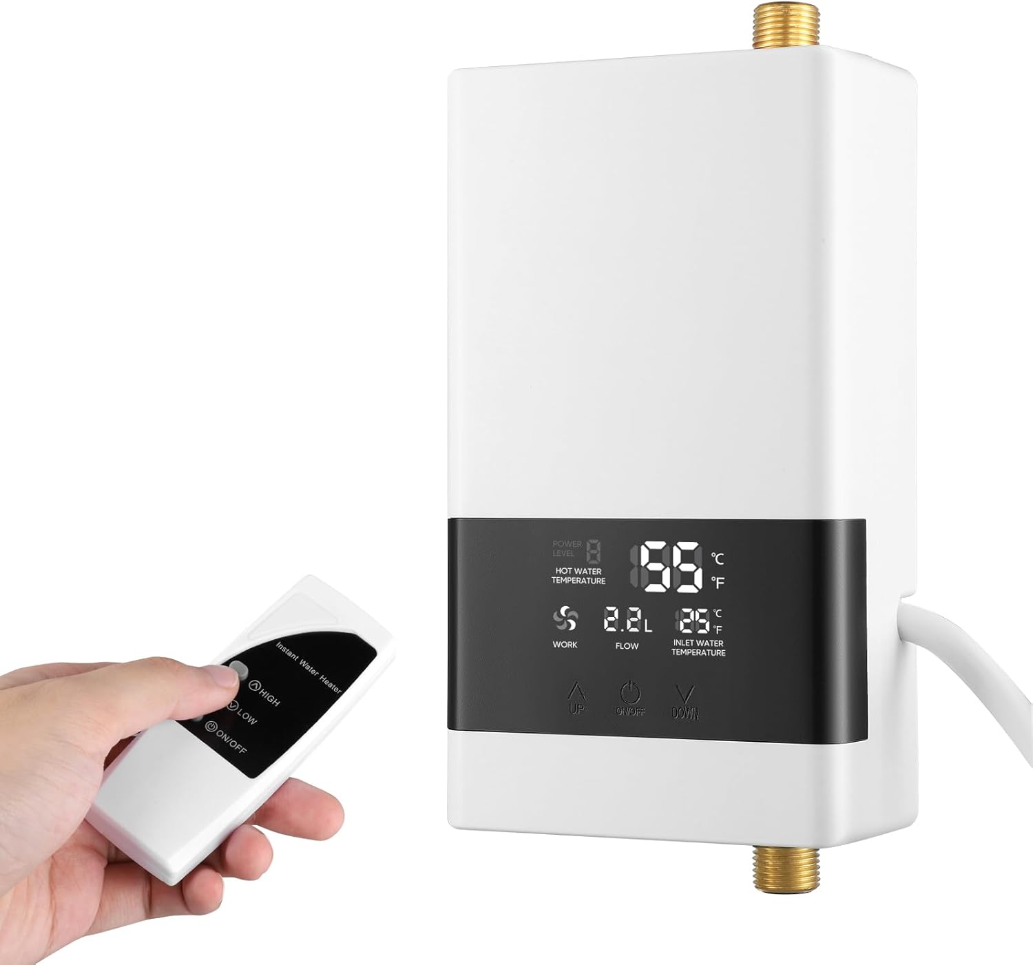 Podgrzewacz wody elektryczny 220 V 6000 W, przepływowy podgrzewacz wody ze zdalnym sterowaniem, przenośny bez zbiornikowy podgrzewacz wody z 2 trybami