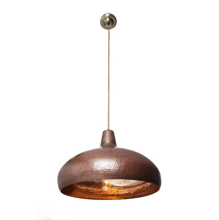 Ręcznie wykonana lampa wisząca z miedzi z Meksyku Higo – Lampa sufitowa vintage ręcznie wykonana z litej miedzi | Kinkiet sufitowy vintage 38x35 cm
