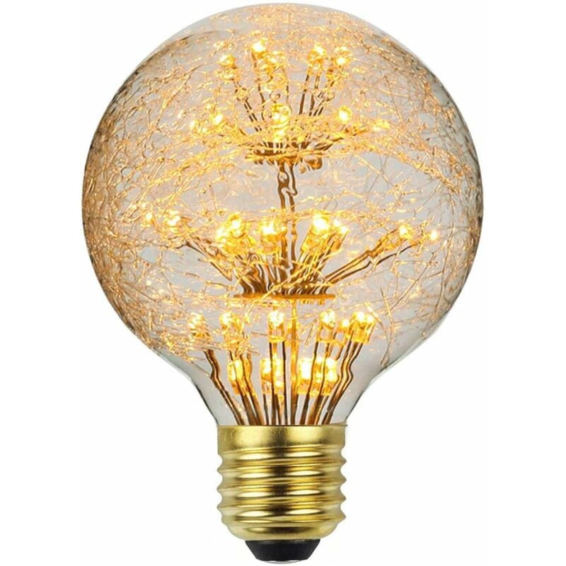 Żarówka LED Vintage RGB Fajerwerki Edison Żarówka 3W 220/240V E27 Żarówka dekoracyjna (G80) [Klasa energetyczna G]