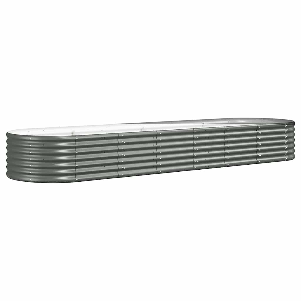 Donica Ogrodowa Metalowa Podwyższona Owalna Szara Ocynkowana