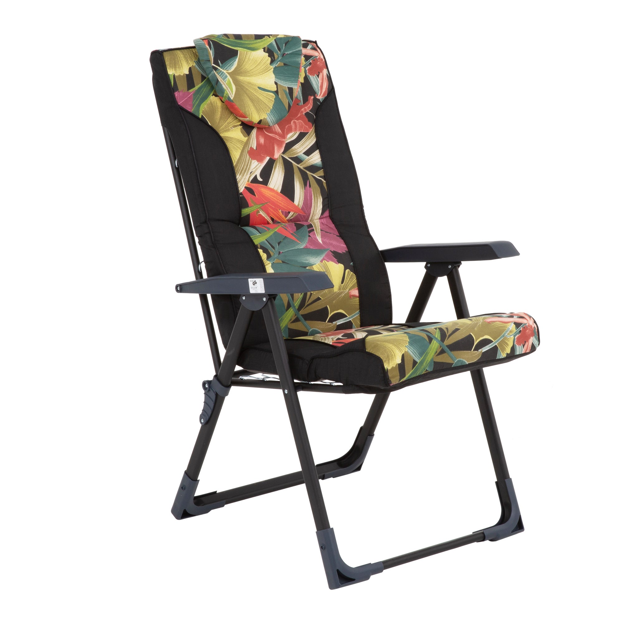 Fotel ogrodowy rozkładany Mijas Black Edition motyw roślinny Patio