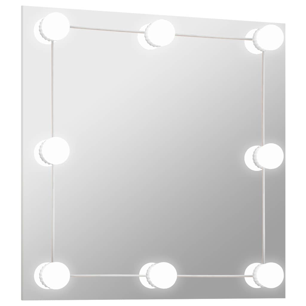 Lustro Ścienne Kwadratowe z Oświetleniem LED Bezramowe 60x60 cm Srebrne
