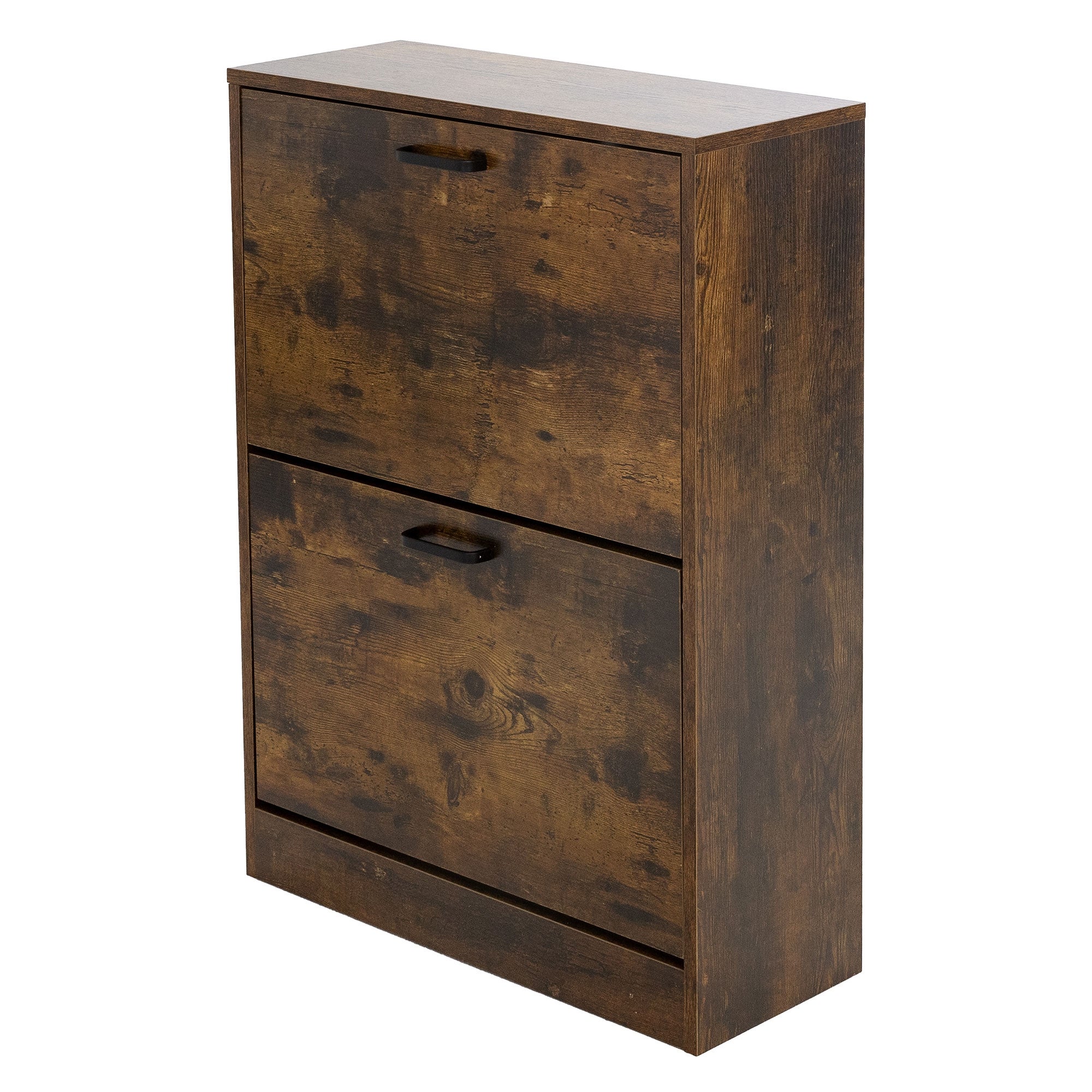 ML-Design Szafka na buty z 2 skladanymi przegrodami, ciemnobrazowa, 60x24x84 cm, vintage, waska