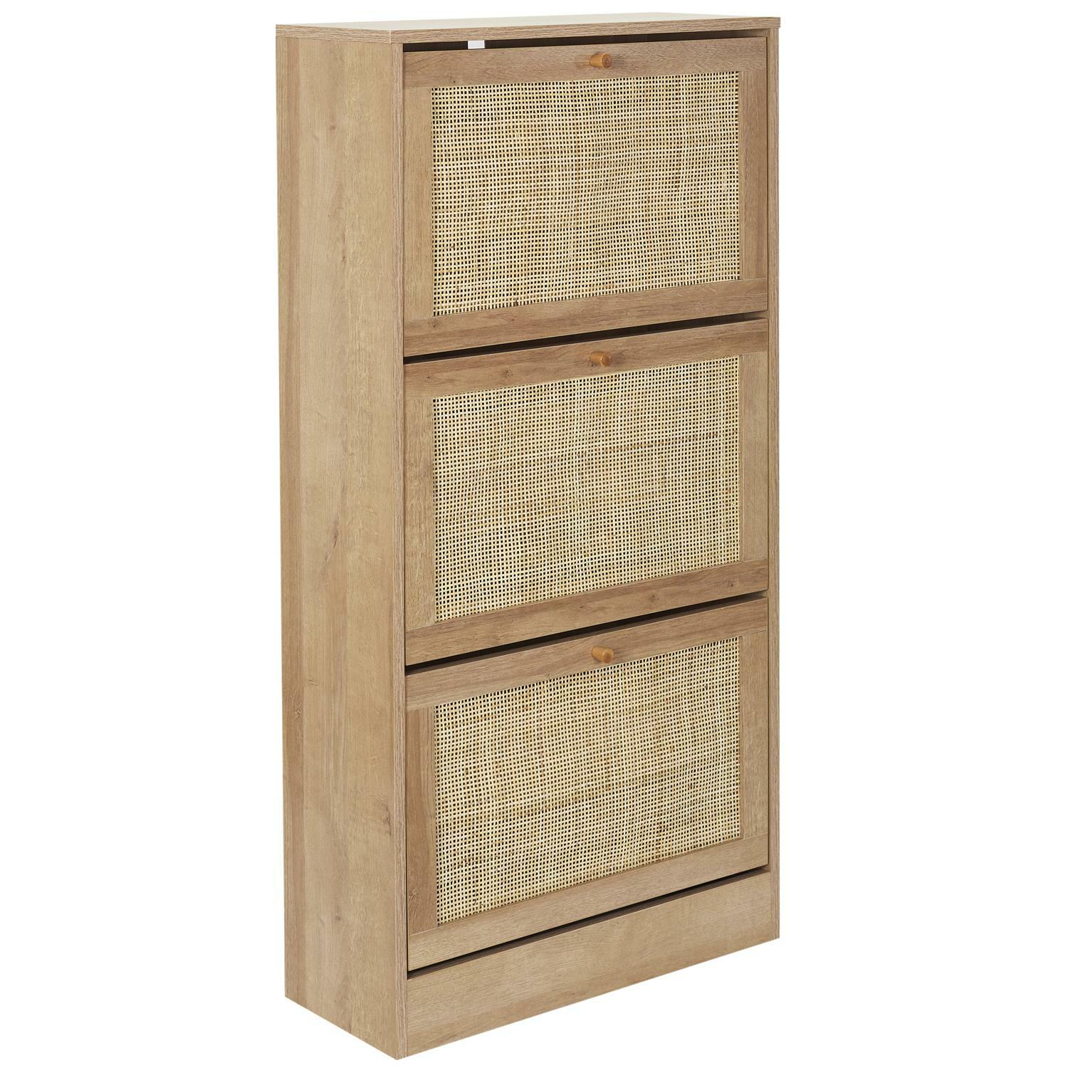 Szafka na buty TIVO rattanowy front 3 klapy 60x24x113 cm 1 szt.