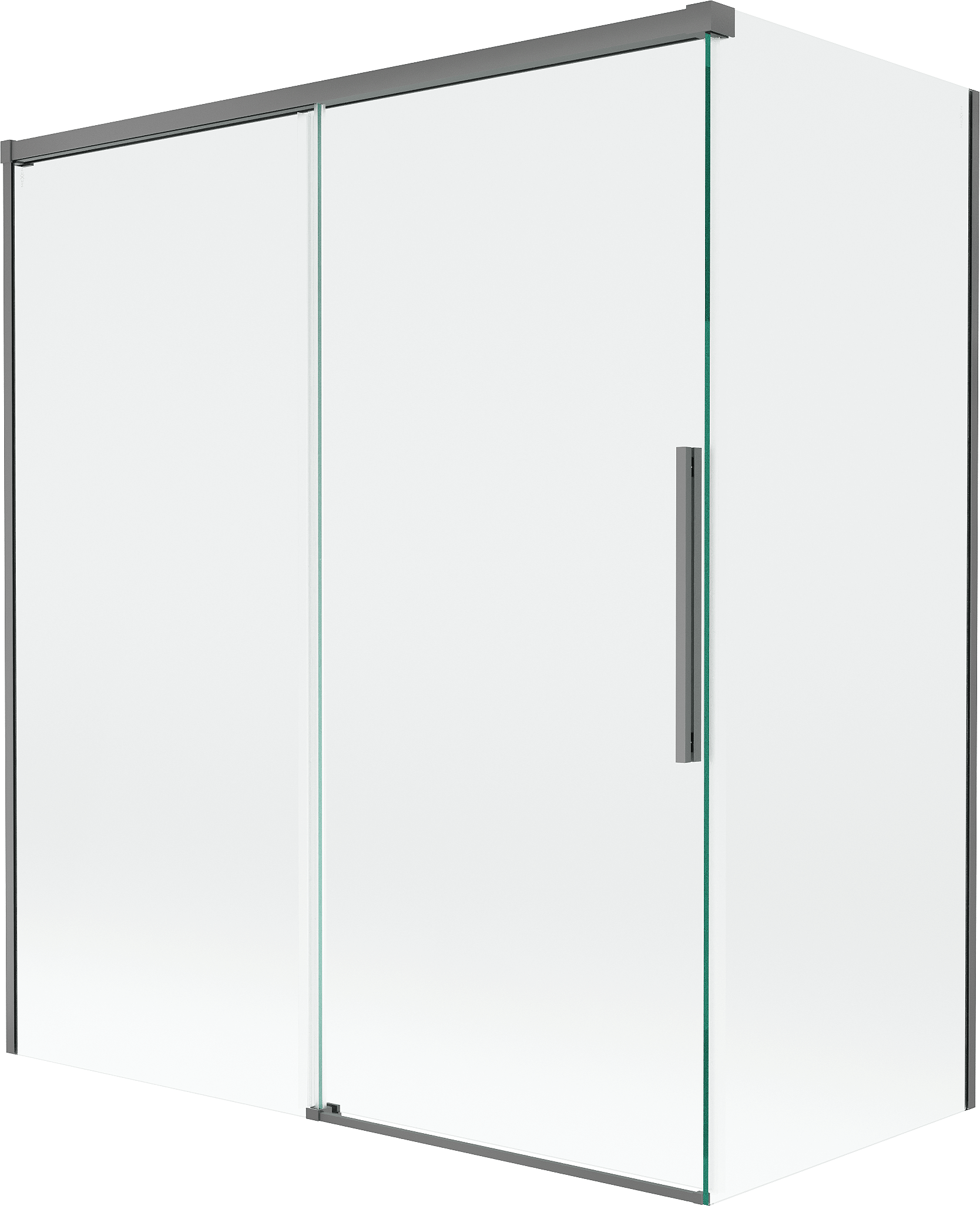 Mexen Rox parawan nawannowy 2-skrzydłowy rozsuwany 140 + 70 x 150 cm, transparent, gun metal - 8C9-140-070-95-00