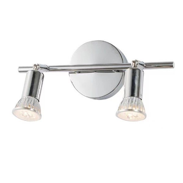Reflektor sufitowy LED z 2 żarówkami - nowoczesny reflektor LED, obrotowy, ciepłe światło - chrom