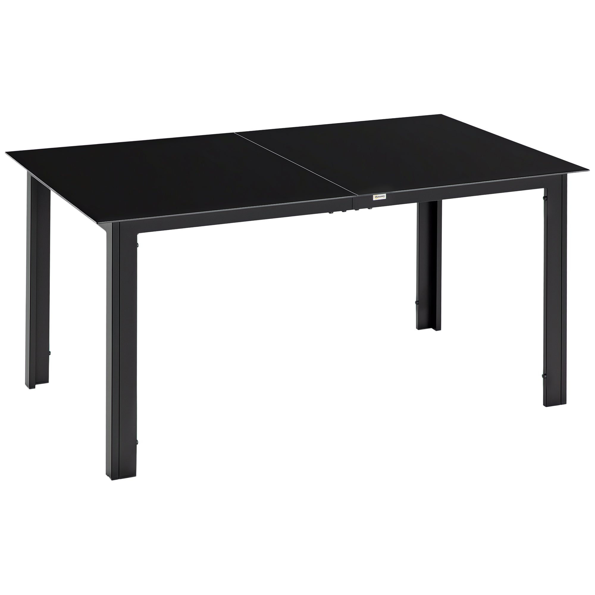 Prostokątny stół ogrodowy do 6 osób z szkło i aluminium blat, 150x90 cm, czarny