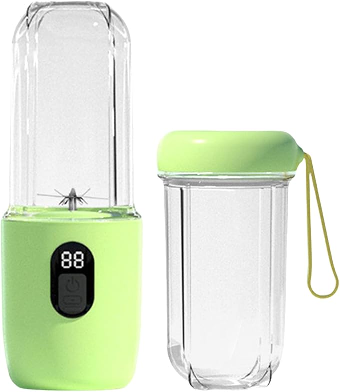 Zielony blender przenośny z wyświetlaczem cyfrowym – 500ml – 1500mAh – USB-C – 16 stalowych ostrzy – bezprzewodowy – mini blender – do biura i podróży