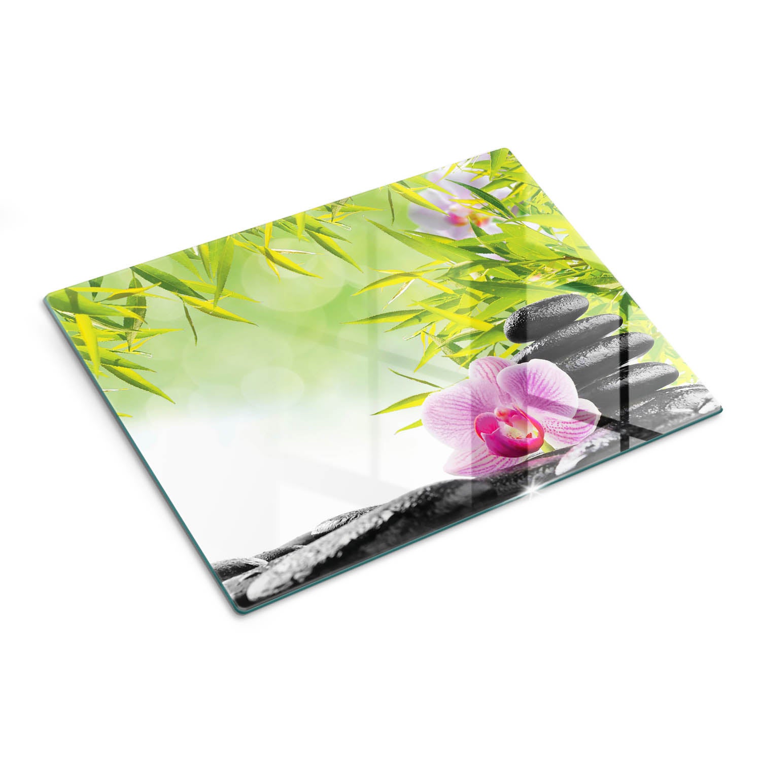 Szklana deska do krojenia szkło hartowane dekoracyjny nadruk - Bambus i Orchidea - 30x40 - Tulup