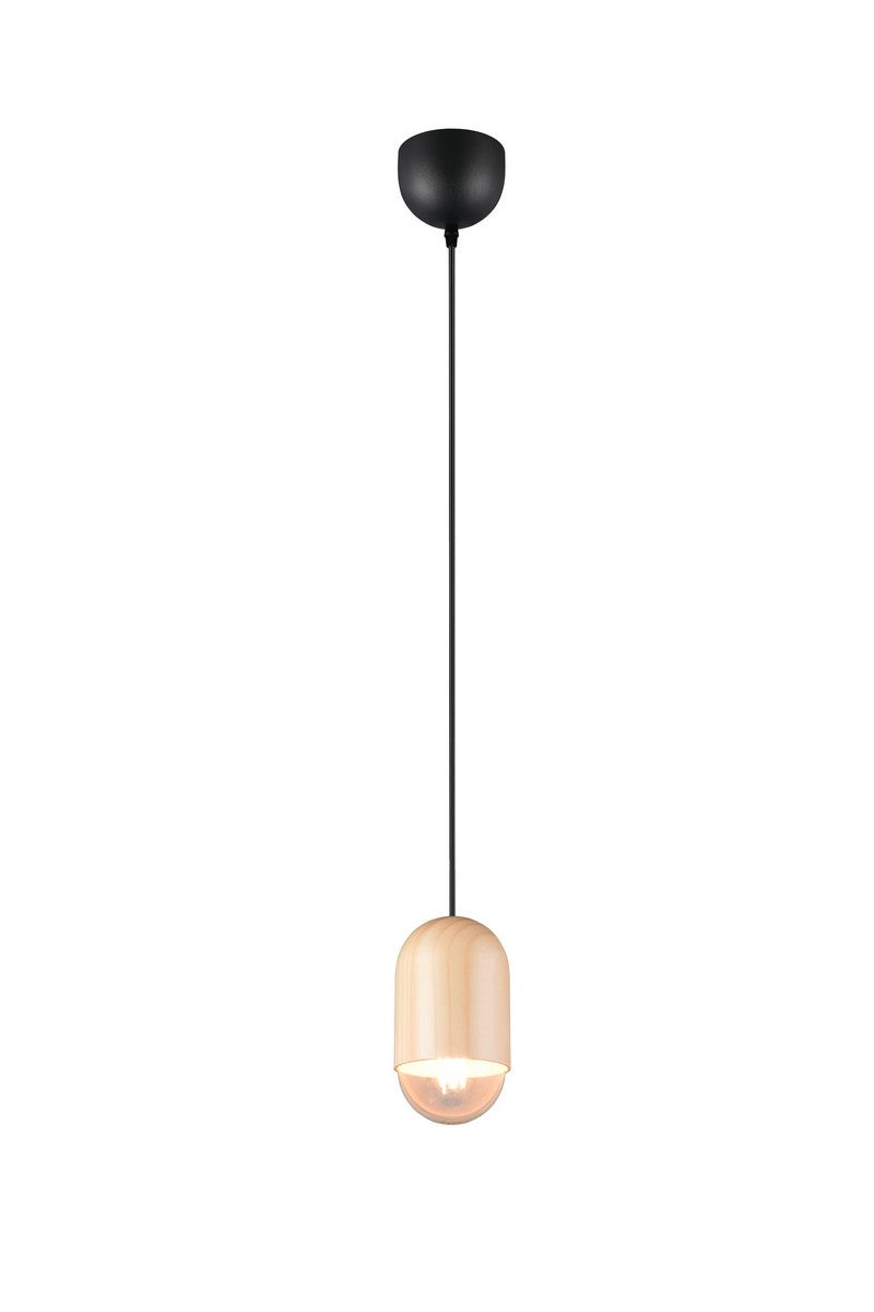 Lampa wisząca NARA jasne drewno-czarny 1xE27x15W drewno wym:150x10,5x10,5cm IP20 RL