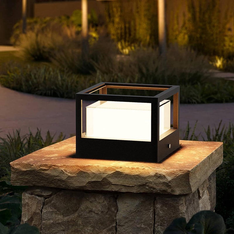 Kolumna oświetleniowa zewnętrzna, lampa ogrodowa LED 12W, lampa podłogowa zewnętrzna z aluminium IP65, kolumna oświetleniowa zewnętrzna, czarna