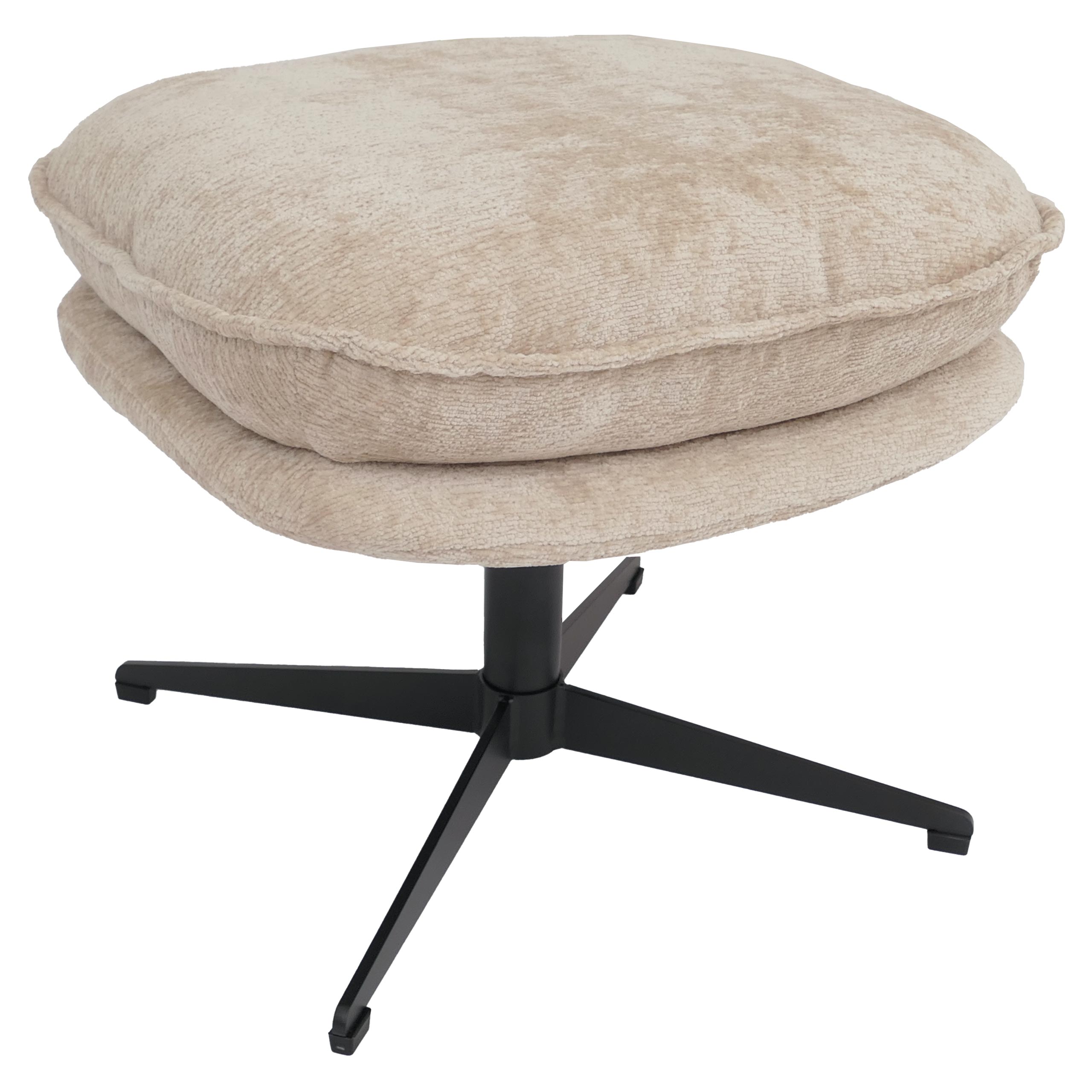 Taboret z tapicerką HWC-P32, siedzisko/podnóżek Podnóżek Otomana Tkanina/tekstylia Chenille (370 g/m²) ~ kremowy