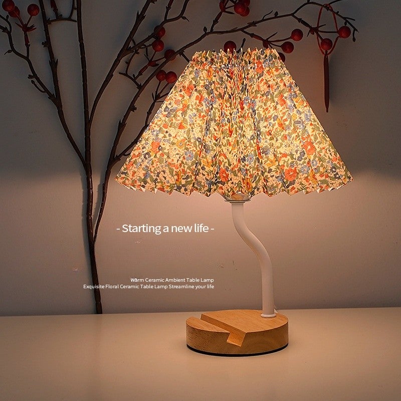 Abażur z tkaniny z kwiatowym wzorem do małej lampki stołowej, lampki nocnej, dekoracyjnej lampki biurkowej, lampki nocnej w stylu retro