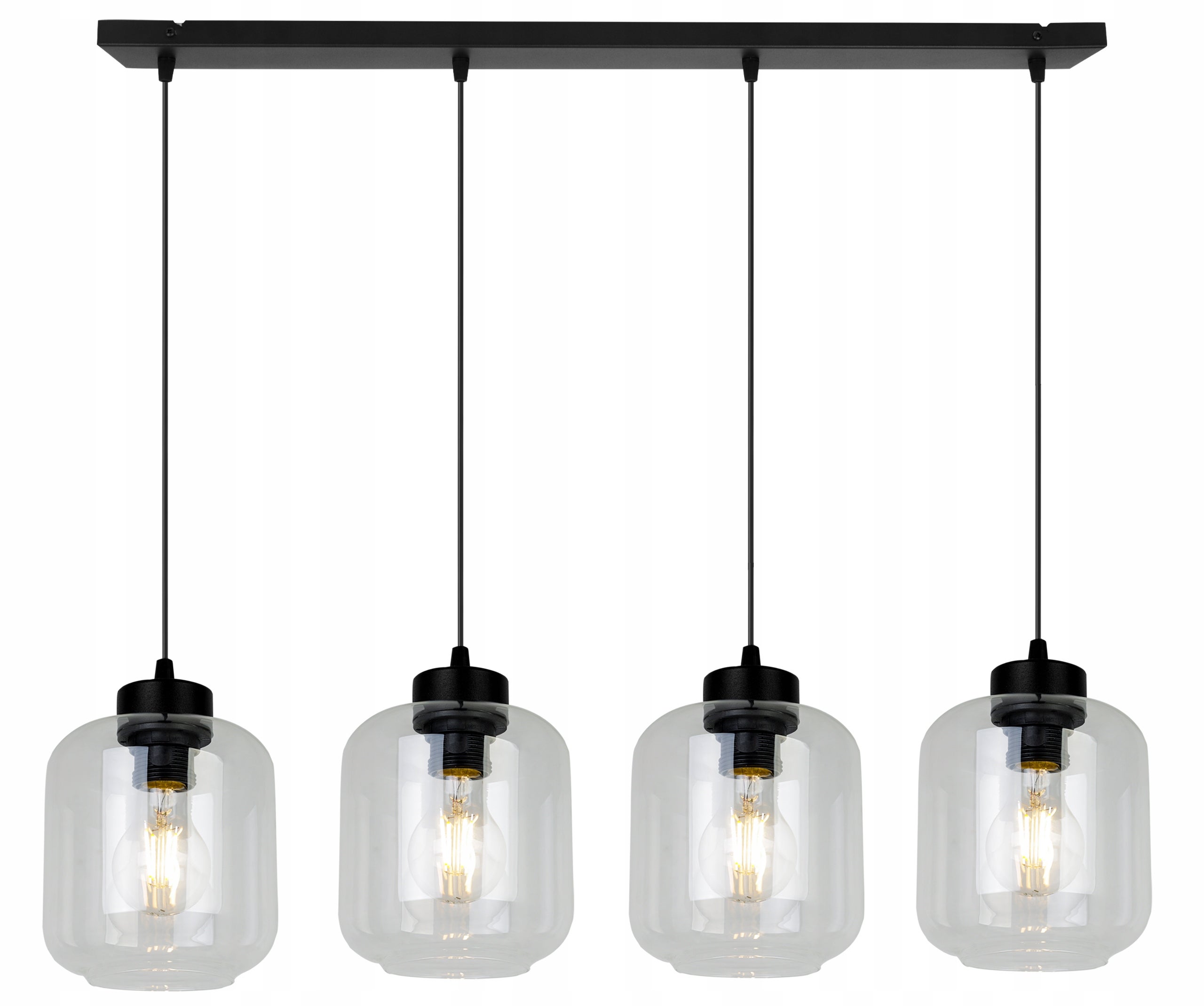 Lampa sufitowa wisząca Light Home LH Novalja 4x E27 abażur cylindryczno-owalny przezroczysty nowoczesna