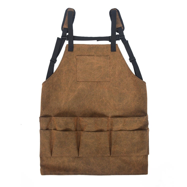 Rozmiar po rozszerzeniu: 65 × 66 cm (khaki) Fartuch płócienny z wieloma kieszeniami na błoto, fartuch do grilla, fartuch do czyszczenia i odporny na z