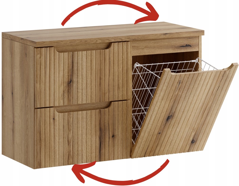 Szafka łazienkowa Nova 90 cm dab coast evoke z blatem kosz szuflady