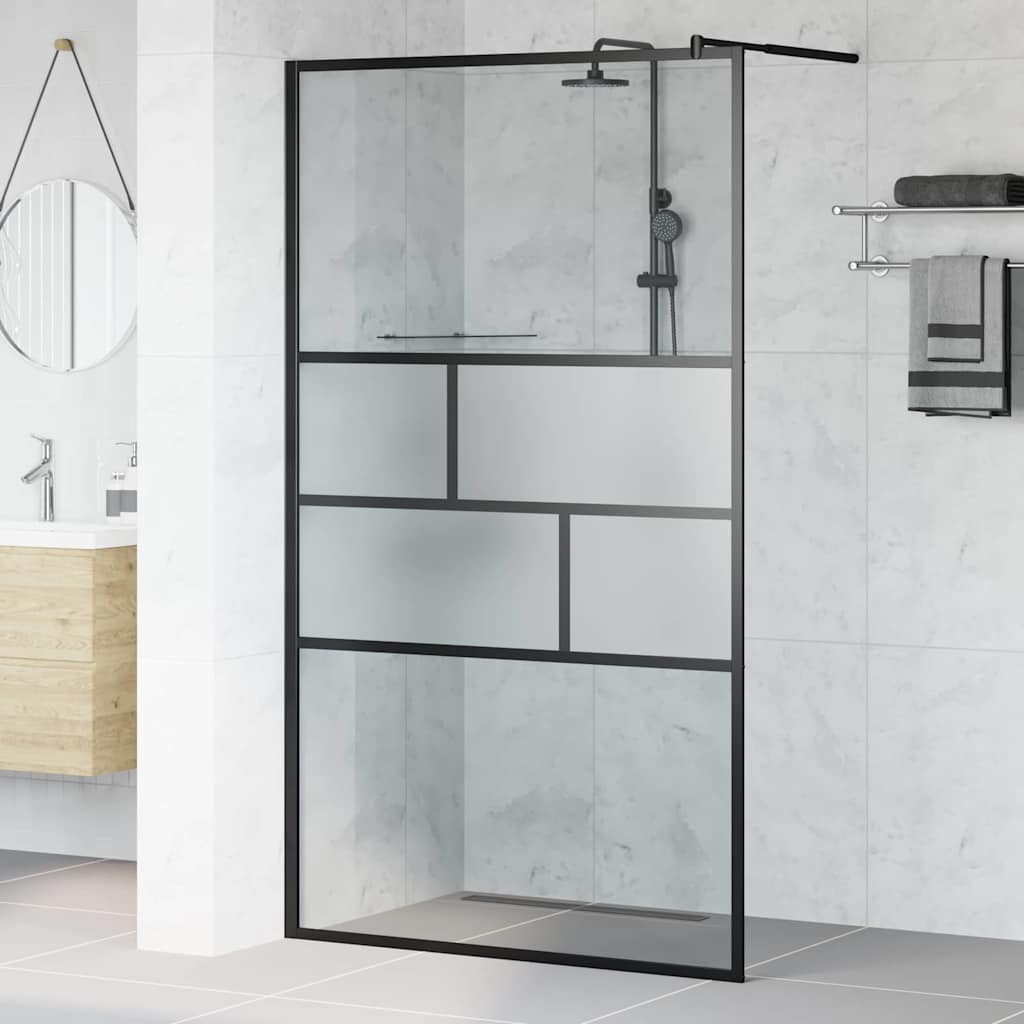 Ściana prysznicowa typu walk-in Czarny 115 x 195 x 0,5 cm vidaXL