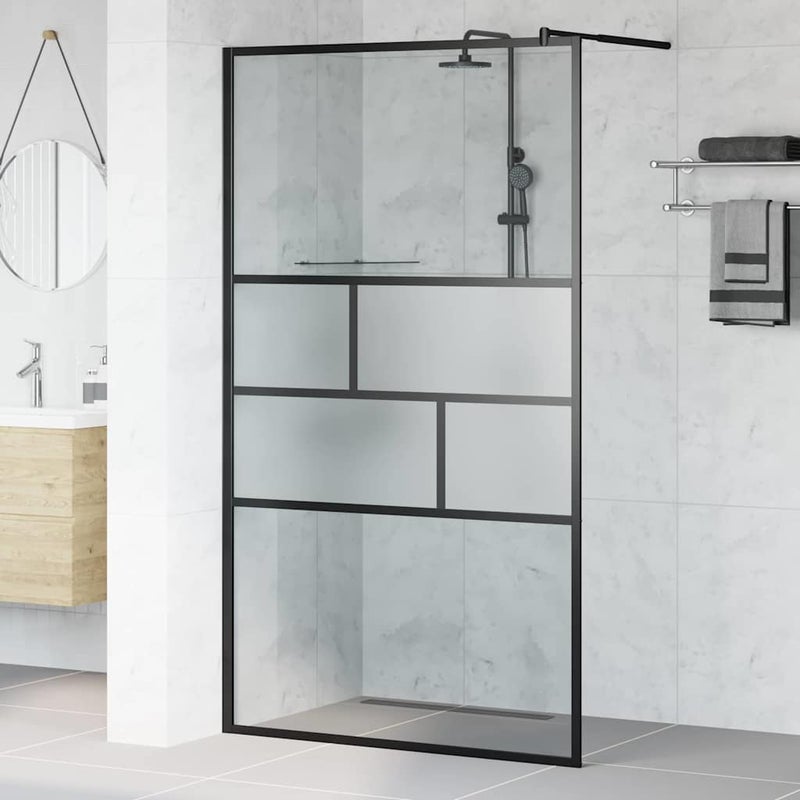 Ściana prysznicowa typu walk-in Czarny 115 x 195 x 0,5 cm vidaXL