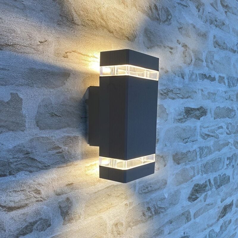 Podwójna lampa ścienna zewnętrzna, kolor antracytowy, IP65, podwójna wiązka światła zewnętrznego