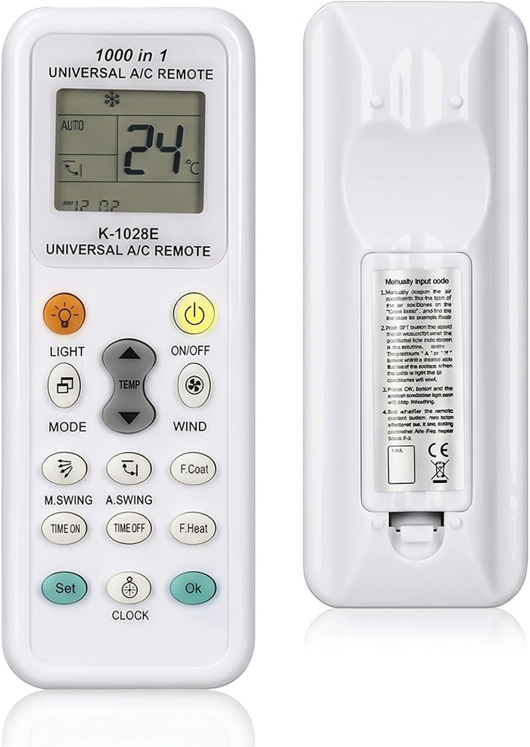K-1028E Uniwersalny pilot zdalnego sterowania 1000 w 1 z ekranem LCD do klimatyzatorów LG, Gree, Midea, Toshiba, Haier i Daikin
