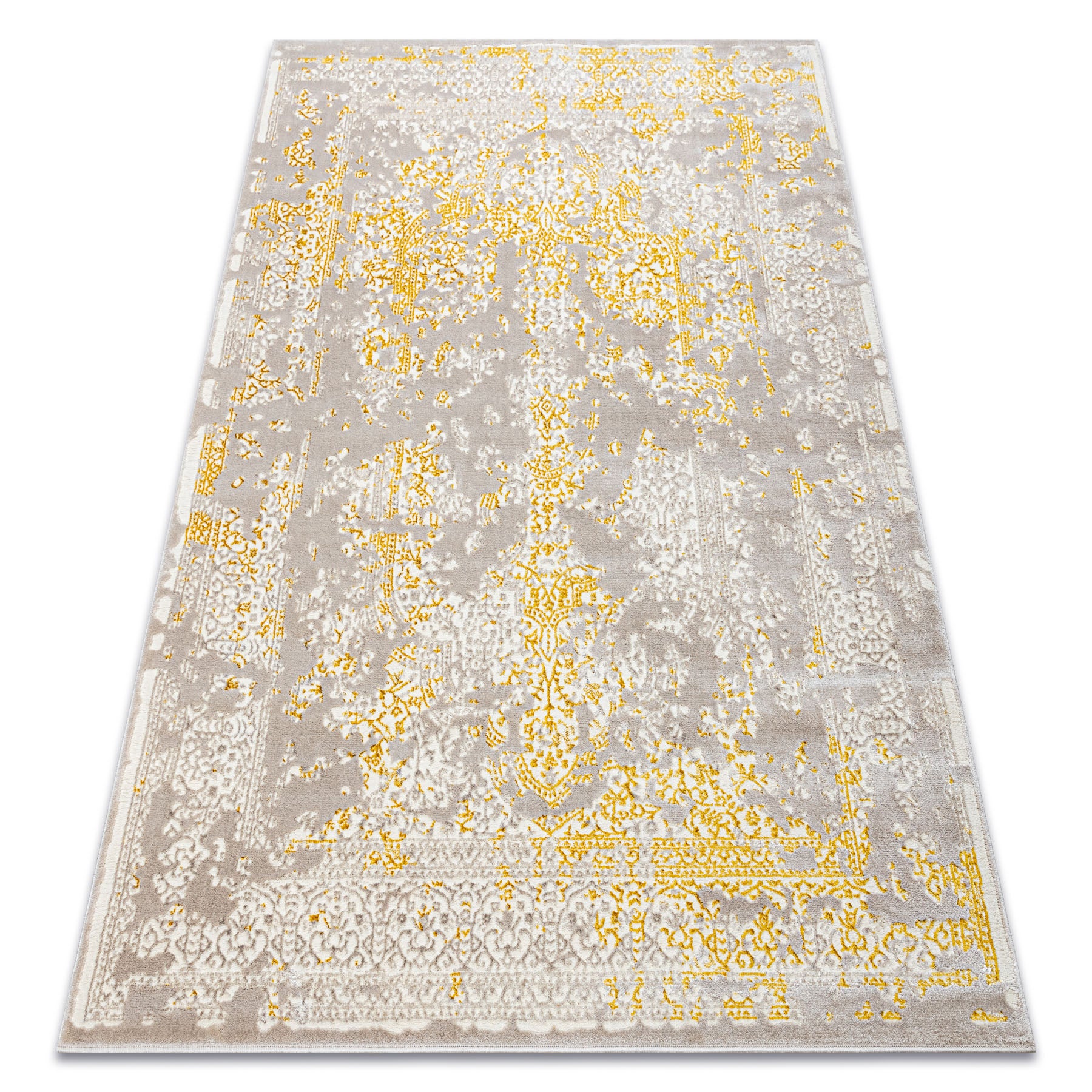 Dywan CORE 3807 Ornament Vintage - Strukturalny, dwa poziomy runa, beż / złoty 140x190 cm