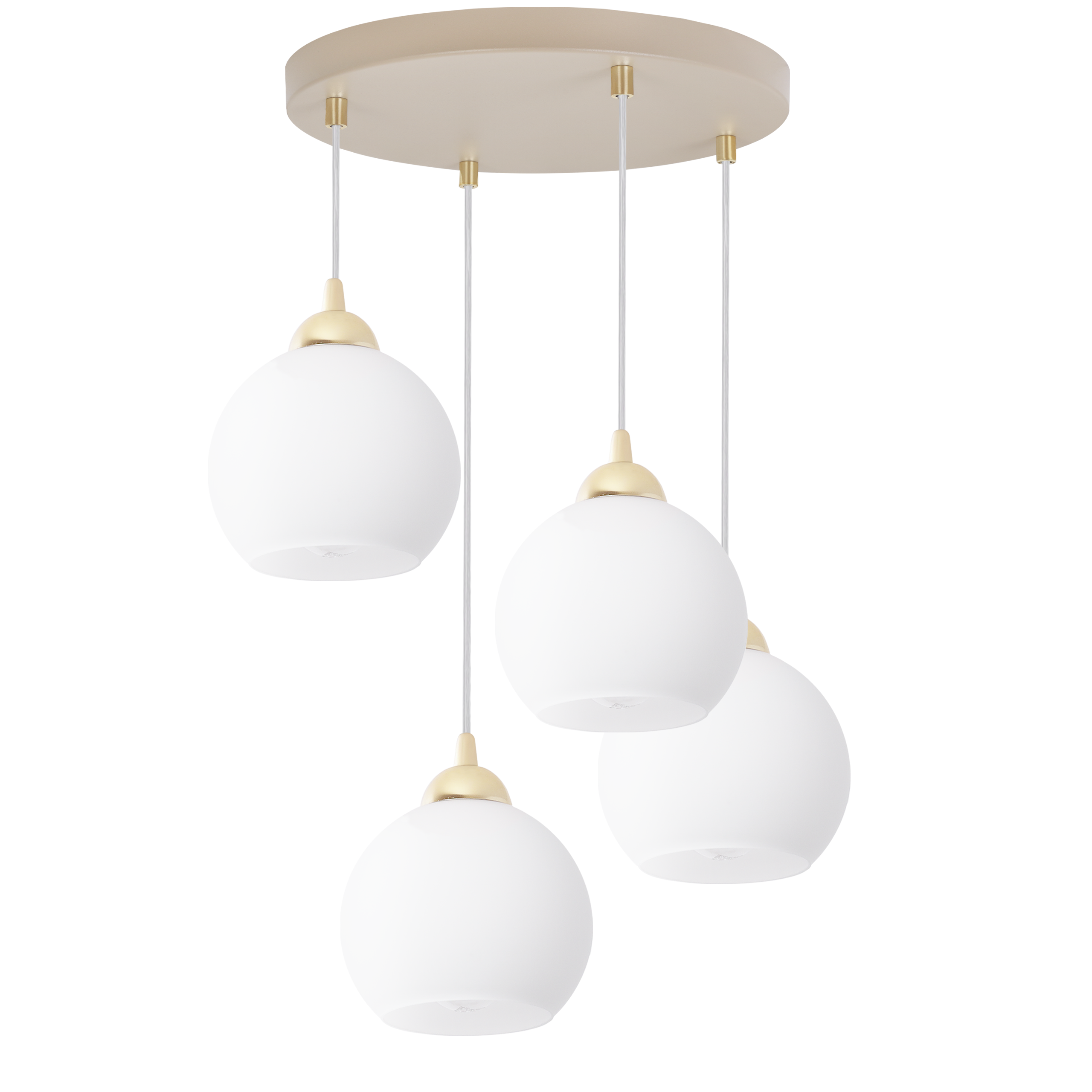 Lampa sufitowa wisząca okrągła Light Home LH Eliza White linka transparentna 4x E27 biały/złoty