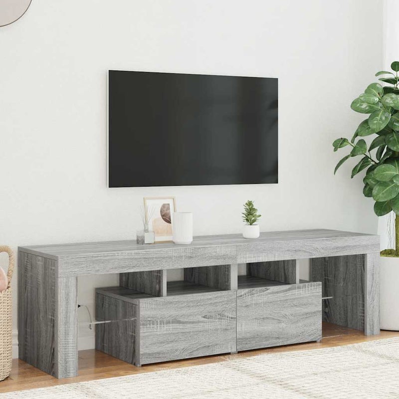 Szafka TV z oświetleniem LED, szary dąb sonoma, 140x36,5x40 cm vidaXL
